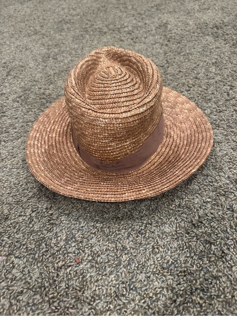 Brixton Tan Woven Straw Fedora with Ribbon Band